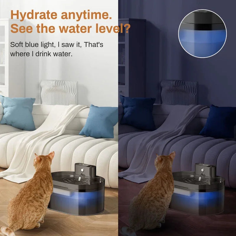 2.2L Wireless Automatic Cat Water Fountain Infrared Sensor Smart Pet Drinkier Fountain 2600Mah Pet Water Dispenser for Dog Cat