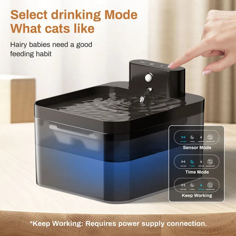 2.2L Wireless Automatic Cat Water Fountain Infrared Sensor Smart Pet Drinkier Fountain 2600Mah Pet Water Dispenser for Dog Cat
