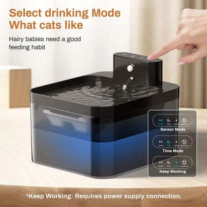 2.2L Wireless Automatic Cat Water Fountain Infrared Sensor Smart Pet Drinkier Fountain 2600Mah Pet Water Dispenser for Dog Cat